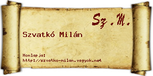 Szvatkó Milán névjegykártya